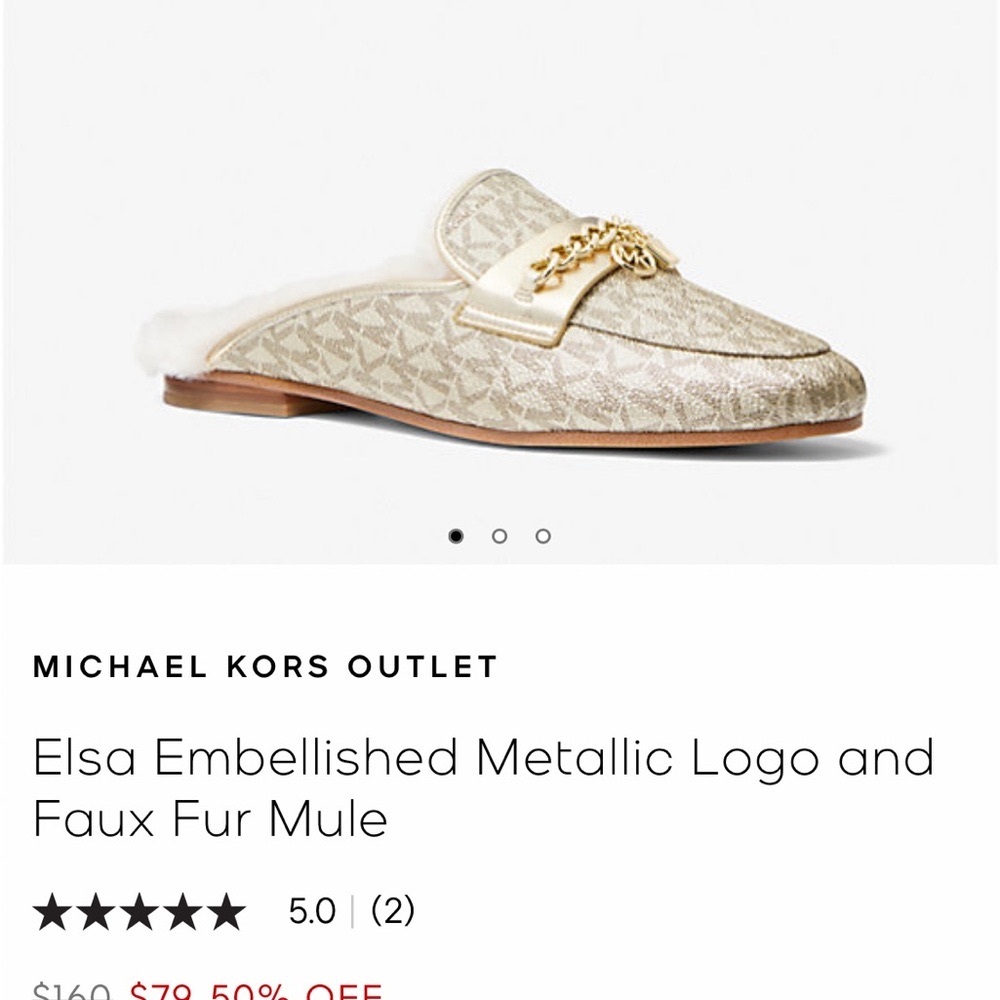 Michael Kors Gold Logo Mules with Chain